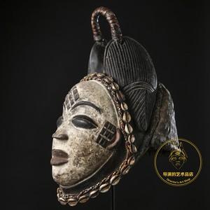 非洲普奴punu玉女神面具木雕刻部落艺术纯手工艺品摆件收藏品加蓬